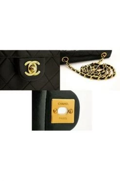 Chanel Vintage Vintage Tassen Pre-owned Square Small Chain Shoulder Bag Crossbody Black