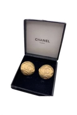 Chanel Vintage Vintage Sieraden Pre-owned Metal Earrings Yellow