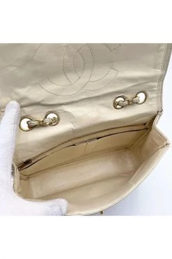 Chanel Vintage Vintage Tassen Pre-owned Leather Chanel-bags Beige -Goedkope Chanel Vintage winkel 06a994bb843d5dd11ee63388353baa3b