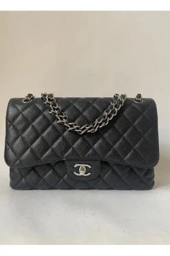 Chanel Vintage Vintage Tassen Pre-owned Jumbo Single Flap Bag Black -Goedkope Chanel Vintage winkel 0cd68aeeb877d53521a183696d58b7d3