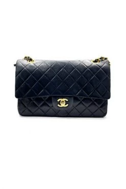 Chanel Vintage Vintage Tassen Pre-owned Medium Double Flap Bag Black
