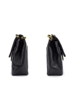 Chanel Vintage Vintage Tassen Black Leather Chanel Flap Bag Black -Goedkope Chanel Vintage winkel 1a2801a35ead29905d61b962f7a0ed43