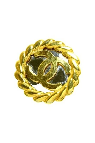 Chanel Vintage Vintage Sieraden Pre-owned Metal Brooches Yellow 2 Chanel Vintage Vintage Sieraden Pre-owned Metal Brooches Yellow - Afbeelding 2