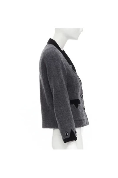 Chanel Vintage Vintage Jassen Pre-owned Cashmere Outerwear Gray 6 Chanel Vintage Vintage Jassen Pre-owned Cashmere Outerwear Gray - Afbeelding 6