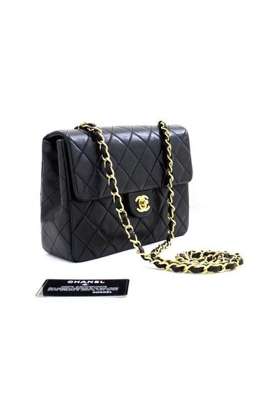 Chanel Vintage Vintage Tassen Pre-owned Mini Square Small Chain Shoulder Bag Crossbody Quilt Black 1 Chanel Vintage Vintage Tassen Pre-owned Mini Square Small Chain Shoulder Bag Crossbody Quilt Black