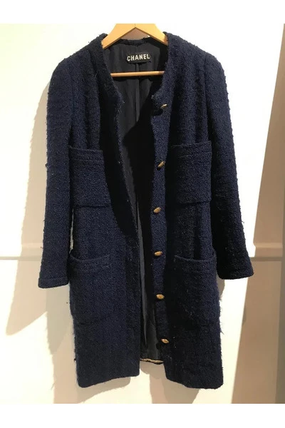 Chanel Vintage Vintage Tops Pre-owned Wool Outerwear Blue 6 Chanel Vintage Vintage Tops Pre-owned Wool Outerwear Blue - Afbeelding 6