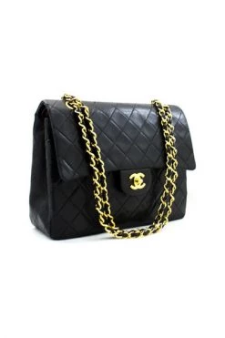 Chanel Vintage Vintage Tassen Black Leather Chanel Flap Bag Black -Goedkope Chanel Vintage winkel 2b954531122fc6714db8826409c62a78