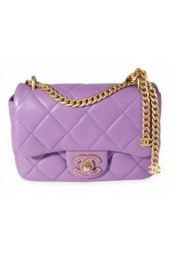Chanel Vintage Vintage Tassen Chanel Purple Quilted Lambskin Mini Square Chain Flap Bag Purple -Goedkope Chanel Vintage winkel 2d8771d5aa9cbacf939ccb7450406349