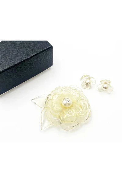 Chanel Vintage Vintage Sieraden Pre-owned Plastic Chanel-jewelry White 2 Chanel Vintage Vintage Sieraden Pre-owned Plastic Chanel-jewelry White - Afbeelding 2