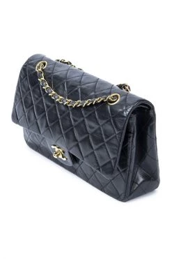 Chanel Vintage Vintage Tassen Pre-owned Medium Double Flap Bag Black