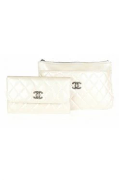 Chanel Vintage Vintage Tassen Chanel Ivory Quilted Lambskin Bag In A Bag #3950223 White