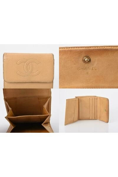 Chanel Vintage Vintage Tassen Pre-owned Leather Wallet Beige 2 Chanel Vintage Vintage Tassen Pre-owned Leather Wallet Beige - Afbeelding 2
