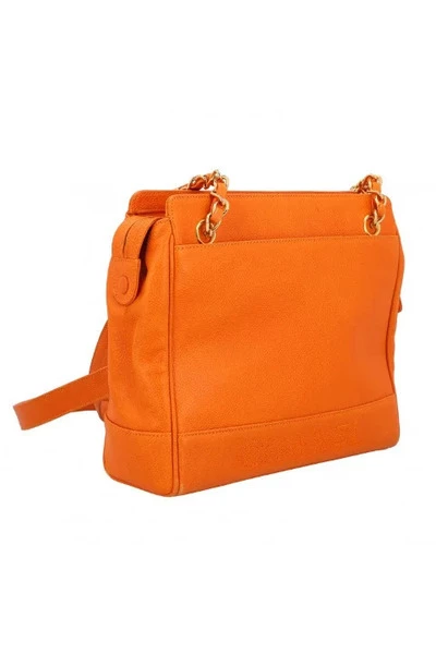 Chanel Vintage Vintage Tassen Pre-owned Leather Chanel-bags Orange 3 Chanel Vintage Vintage Tassen Pre-owned Leather Chanel-bags Orange - Afbeelding 3