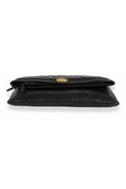 Chanel Vintage Vintage Tassen Chanel Black Quilted Lambskin Boy Fold-over Clutch Bag Black -Goedkope Chanel Vintage winkel 59cbd5dbc20b7b207a965cd80f619941