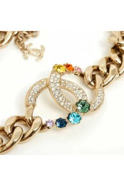 Chanel Vintage Vintage Sieraden Gold Metal Chanel Necklace Yellow