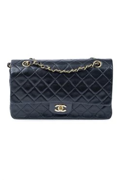 Chanel Vintage Vintage Tassen Pre-owned Medium Double Flap Bag Black