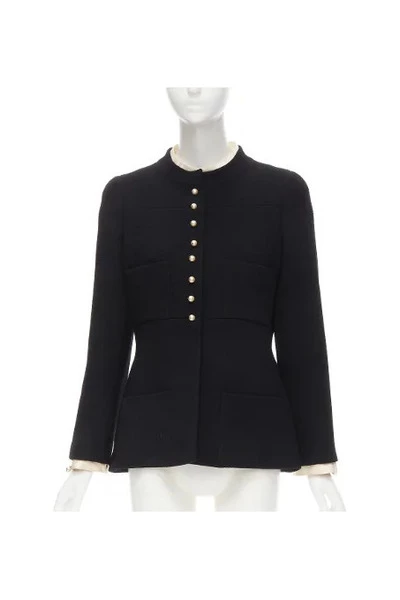 Chanel Vintage Vintage Jassen Pre-owned Wool Outerwear Black -Goedkope Chanel Vintage winkel 61171de417b780b0ba83c461d5b8f573