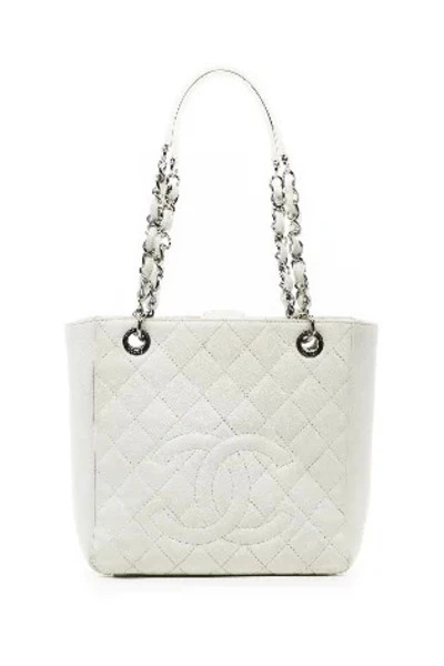 Chanel Vintage Vintage Tassen Pre-owned Leather Chanel-bags White 1 Chanel Vintage Vintage Tassen Pre-owned Leather Chanel-bags White