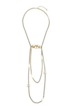 Chanel Vintage Vintage Sieraden Pre-obned Necklace Necklace And False Pearls Yellow