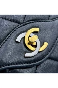 Chanel Vintage Vintage Tassen Pre-owned Quilted Leather Smooth Trim Timeless Double Flap Bag Black -Goedkope Chanel Vintage winkel 66a0765da10d64f339f80cbfca3bc13e