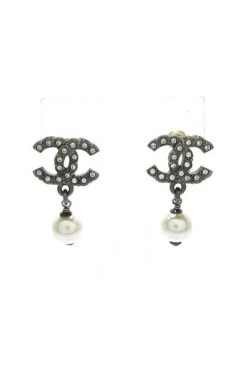 Chanel Vintage Vintage Sieraden Pre-owned Metal Earrings Gray