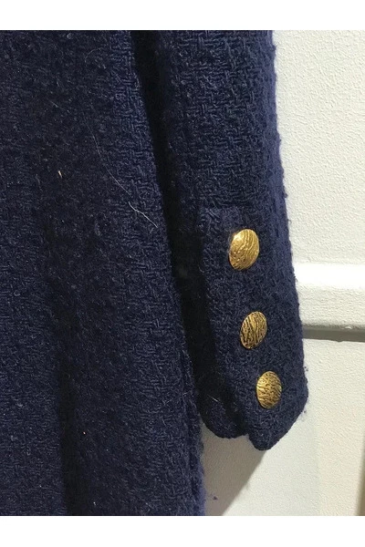 Chanel Vintage Vintage Tops Pre-owned Wool Outerwear Blue 2 Chanel Vintage Vintage Tops Pre-owned Wool Outerwear Blue - Afbeelding 2