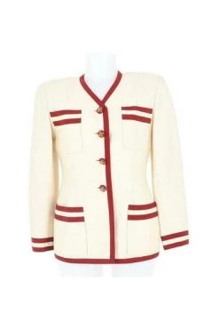 Chanel Vintage Vintage Jassen Pre -owned Jacket Red -Goedkope Chanel Vintage winkel 76c491f361155bbddb6d3b0a8e37fd47