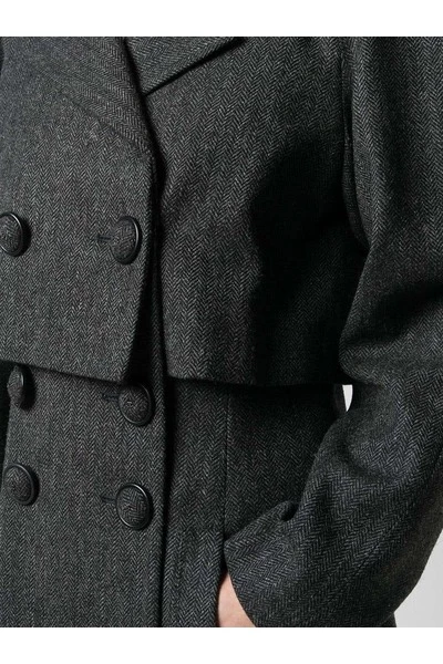 Chanel Vintage Vintage Jassen Pre-Owned Wool Coat Gray 5 Chanel Vintage Vintage Jassen Pre-Owned Wool Coat Gray - Afbeelding 5