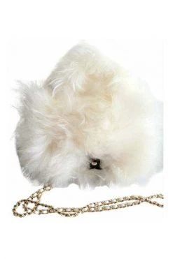 Chanel Vintage Vintage Tassen Pre-owned Chanel Runway Couture White Fur Leather Top Handle Cross Body Bag White