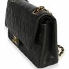 Vintage Tassen Chanel Vintage Black Quilted Lambskin Medium Classic Double Flap Bag Black