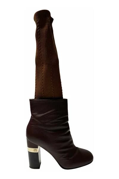 Chanel Vintage Vintage Schoenen Pre-owned Sock Ankle Boots Brown 3 Chanel Vintage Vintage Schoenen Pre-owned Sock Ankle Boots Brown - Afbeelding 3
