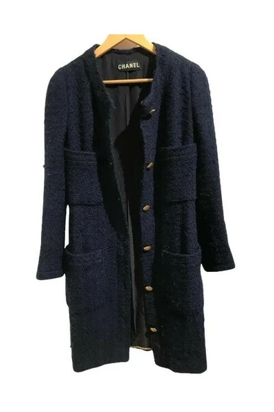 Chanel Vintage Vintage Tops Pre-owned Wool Outerwear Blue 3 Chanel Vintage Vintage Tops Pre-owned Wool Outerwear Blue - Afbeelding 3