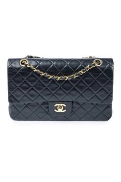 Chanel Vintage Vintage Tassen Pre-owned Medium Double Flap Bag Black