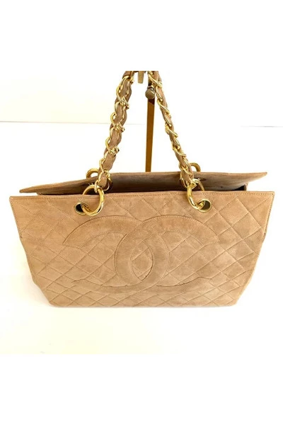 Chanel Vintage Vintage Tassen Pre-owned Suede Totes Beige 2 Chanel Vintage Vintage Tassen Pre-owned Suede Totes Beige - Afbeelding 2