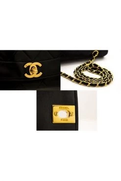 Chanel Vintage Vintage Tassen Pre-owned Diana Flap Chain Shoulder Bag Quilted Lambskin Purse Black