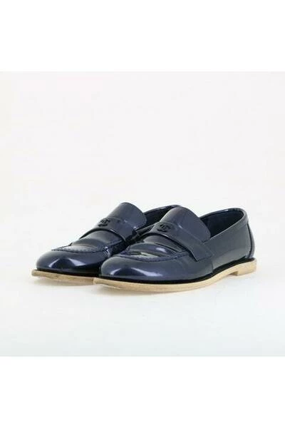 Chanel Vintage Vintage Schoenen Pre-assured Moccasins In Verni Leather Blue 2 Chanel Vintage Vintage Schoenen Pre-assured Moccasins In Verni Leather Blue - Afbeelding 2