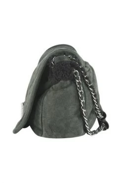 Chanel Vintage Vintage Tassen Pre-owned Quilted Nubuck Shearling Single Flap Bag Black