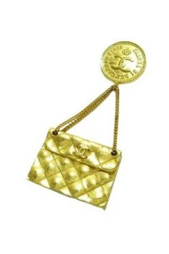 Chanel Vintage Vintage Sieraden Pre-owned Metal Brooches Yellow
