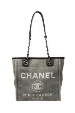 Chanel Vintage Vintage Tassen Grey Canvas Chanel Deauville Gray -Goedkope Chanel Vintage winkel 90faabf4c9c8092cd40450ac0365183a