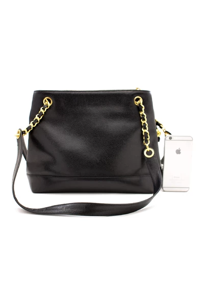 Chanel Vintage Vintage Tassen Pre-owned Caviar Large Chain Shoulder Bag Black 2 Chanel Vintage Vintage Tassen Pre-owned Caviar Large Chain Shoulder Bag Black - Afbeelding 2