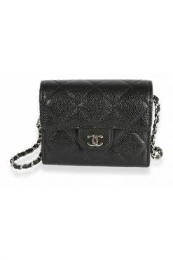 Chanel Vintage Vintage Tassen Pre-owned Chanel Black Quilted Caviar Mini Flap Card Holder On Chain Bag Black -Goedkope Chanel Vintage winkel 9642b37c068f612dabbdc59c6d833d1d