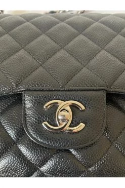 Chanel Vintage Vintage Tassen Pre-owned Jumbo Single Flap Bag Black