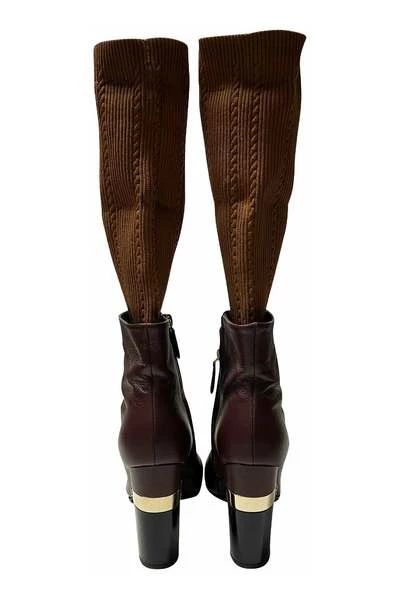 Chanel Vintage Vintage Schoenen Pre-owned Sock Ankle Boots Brown 2 Chanel Vintage Vintage Schoenen Pre-owned Sock Ankle Boots Brown - Afbeelding 2