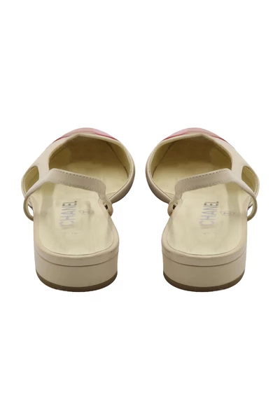 Chanel Vintage Vintage Schoenen Flat Sandals Beige 1 Chanel Vintage Vintage Schoenen Flat Sandals Beige