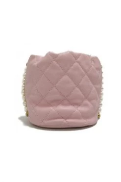 Chanel Vintage Vintage Tassen Pink Leather Chanel Bucket Bag Pink