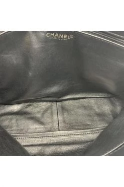 Chanel Vintage Vintage Tassen Black Leather Chanel Chocolate Bar Bag Black