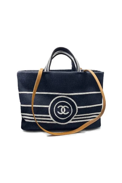 Chanel Vintage Vintage Tassen Pre-owned Denim Chanel-bags White 2 Chanel Vintage Vintage Tassen Pre-owned Denim Chanel-bags White - Afbeelding 2