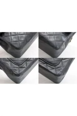 Chanel Vintage Vintage Tassen Black Leather Chanel Flap Bag Black