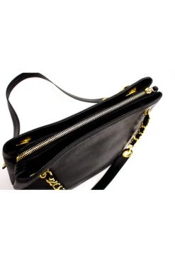 Chanel Vintage Vintage Tassen Pre-owned Caviar Large Chain Shoulder Bag Black