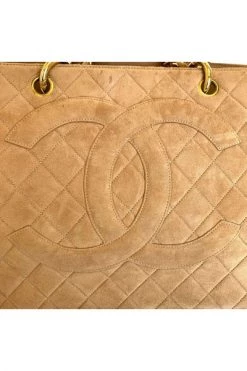 Chanel Vintage Vintage Tassen Pre-owned Suede Totes Beige